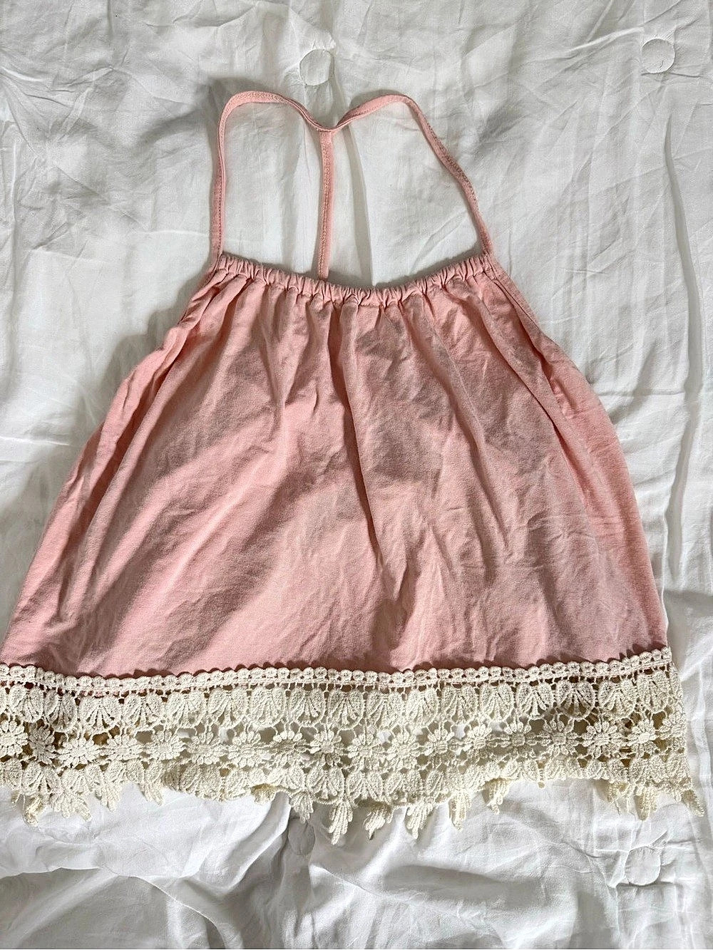 Forever 21 Lace Hem Camisole in Pink & Cream Size Medium